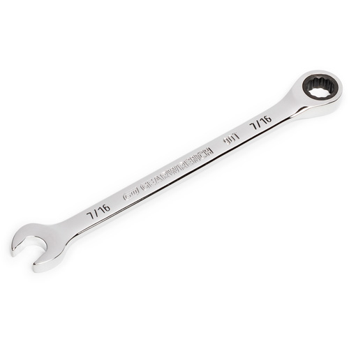 90-Tooth Ratcheting Combination Wrench, 12 Point, 7/16", Chrome Finish Kelford