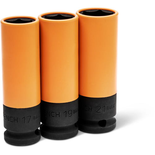 Metric High-Strength Wheel Protector Socket Set, 3 Pcs, Impact, 1/2" Drive Size, Deep Kelford