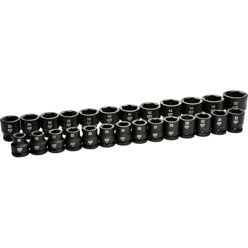 6 Point Metric Socket Set, 26 Pcs, Impact, 3/4" Drive Size Kelford