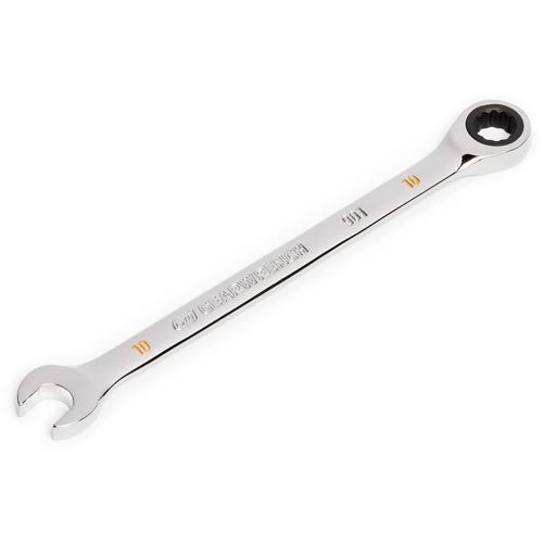 90-Tooth Ratcheting Combination Wrench, 12 Point, 10 mm, Chrome Finish Kelford