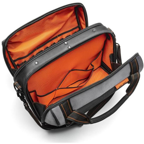 Sac ouvert de 17" pour outils d'ouvrier, Polyester, 3 pochettes, Noir/Gris/Orange Kelford