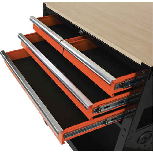 Utility Cart, 4 Drawers, Black/Orange Kelford