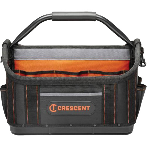 Sac ouvert de 17" pour outils d'ouvrier, Polyester, 25 pochettes, Noir/Orange Kelford