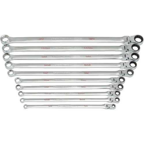 Jeu de cl&eacute;s Gearbox &agrave; t&ecirc;te flexible XL et cannelure universelle 120XP, Cl&eacute; polygonale, 10 morceaux, Imp&eacute;rial Kelford