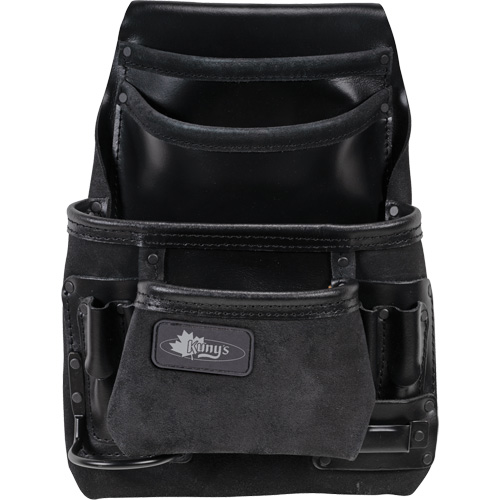 Phantom Collection Heavy-Duty Nail & Tool Bag, Leather, 10 Pockets, Black Kelford
