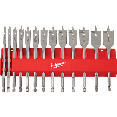 Flat Boring Bit Set, 13 Pieces, High Carbon Steel Kelford
