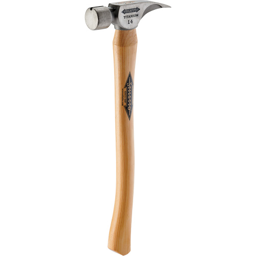 Titanium Smooth Face Hammer with Curved Hickory Handle, 14 oz., Wood Handle, 18" L Kelford