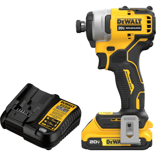 ATOMIC COMPACT SERIESMAX* Brushless Cordless Compact Impact Driver Kit, 1/4", 1700 in-lbs Max. Torque, 20 V, Lithium-Ion Kelford