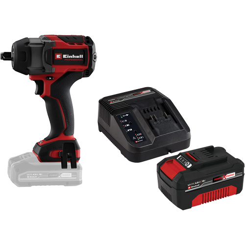 Cl&eacute; &agrave; chocs professionnelle sans fil avec batterie 4 Ah PXC et ensemble de d&eacute;part de chargeur, 18 V, Mandrin 1/2" Kelford