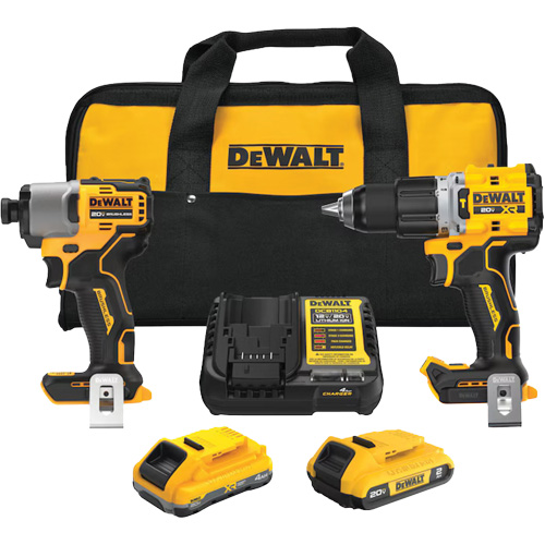 XR Brushless Cordless Premium Drill Driver Kit with 4 Ah POWERSTACK Battery and 2 Ah Battery, 20 V Kelford