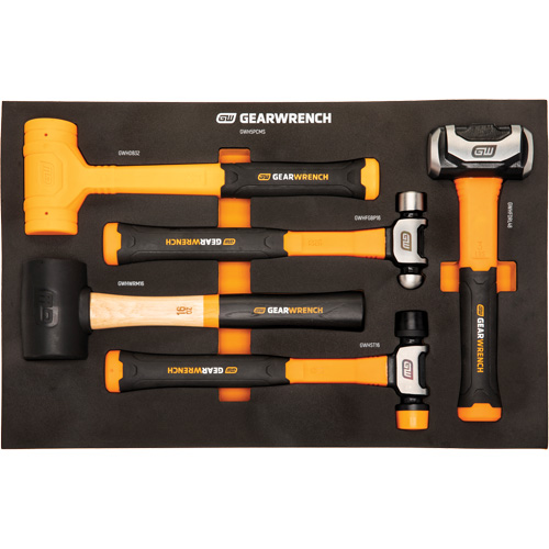 Mixed Hammer Set in Foam Storage Tray, 5 Pieces Kelford