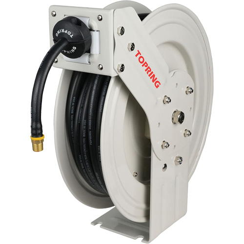D&eacute;vidoir de tuyau &agrave; rappel automatique &agrave; bras simple de type L MAXREEL avec tuyau en caoutchouc, Air, 3/8" x 50', Tuyau simple, 250 PSI Kelford