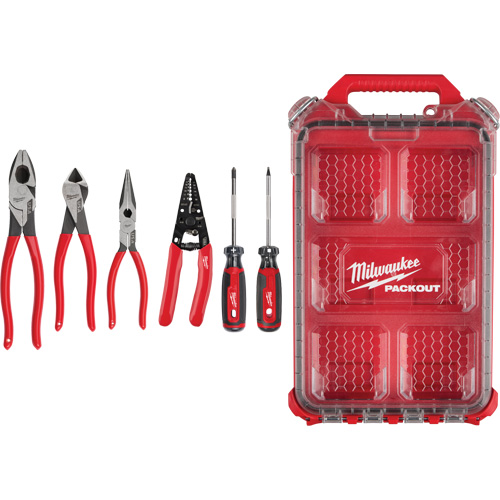 Ensemble de pinces &agrave; prise gain&eacute;e, pince &agrave; d&eacute;nuder et tournevis &agrave; prise coussin&eacute;e avec organisateur PACKOUT Kelford