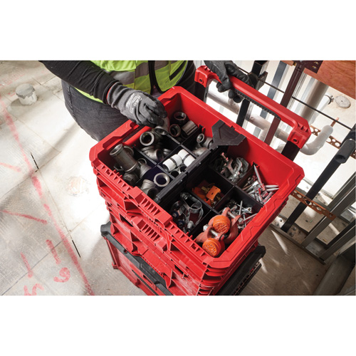 PACKOUT Low-Profile Crate, 15" x 18-5/8" x 6-5/8", Black/Red Kelford