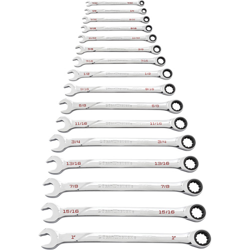 Jeu de cl&eacute;s SAE 120XP Universal Spline XL, Combinaison &agrave; cliquet, 16 morceaux, Imp&eacute;rial Kelford