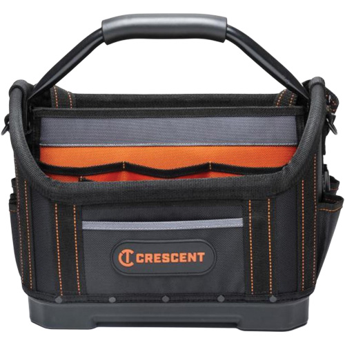 14" Tradesman Open Top Tool Bag, 1680 Denier/Polyester, 25 Pockets, Black/Grey/Orange Kelford
