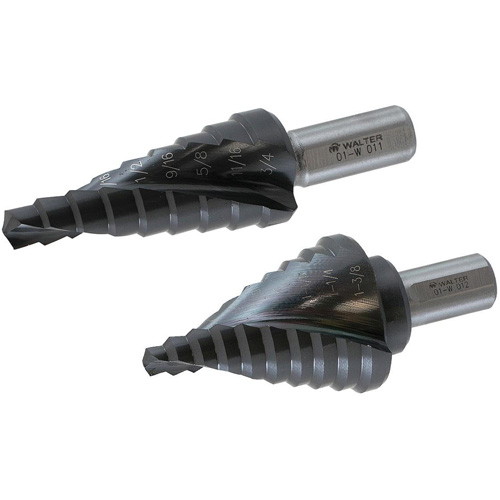 Multi-Step Drill Bit, 1/4" - 1-3/8" , 1/8" Increments, High Speed Steel Kelford