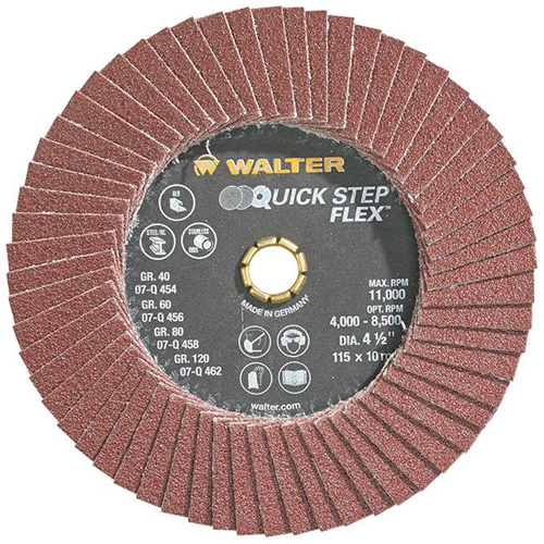 QUICK-STEP FLEX Flap Disc, 4-1/2" x Type 29, 80 Grit, Aluminum Oxide Kelford