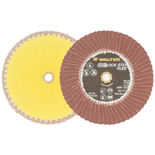 QUICK-STEP FLEX Flap Disc, 4-1/2" x Type 29, 120 Grit, Aluminum Oxide Kelford