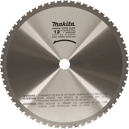 Cut Off Saw Blade for Portable Cut Off Saws, 12", 60 Teeth, Metal Use Kelford