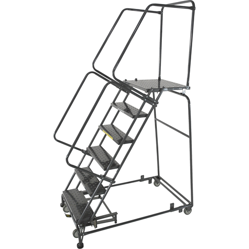 &eacute;chelles roulantes avec pied verrouillable activ&eacute; par le poids, 10 marches, Largeur de la marche 24", Hauteur de la plateforme 100", Acier Kelford