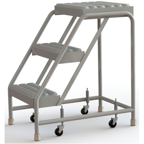 Rolling Ladder, 3 Steps, 16" Step Width, 30" Platform Height, Aluminum Kelford