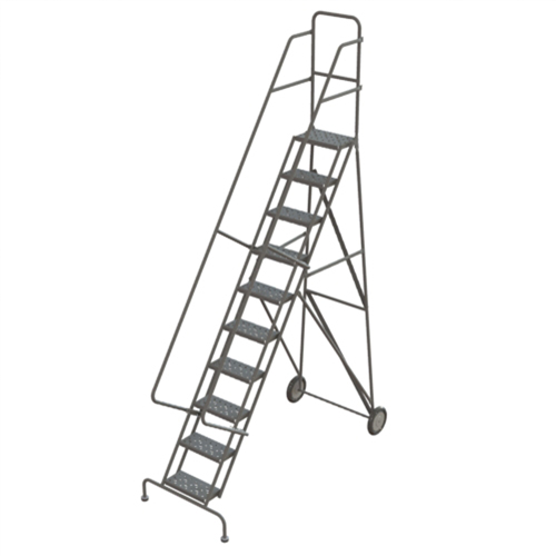 Steel Rolling Ladder, 10 Steps, 16" Step Width, 100" Platform Height, Steel Kelford