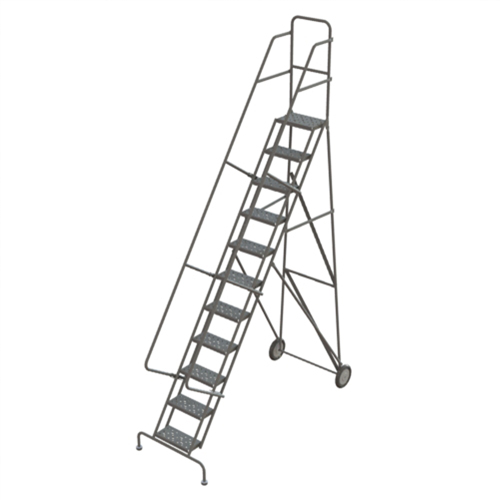 Steel Rolling Ladder, 11 Steps, 16" Step Width, 110" Platform Height, Steel Kelford