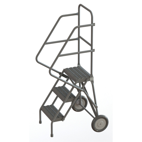 Rolling Ladder, 3 Steps, Serrated, 30" High Kelford