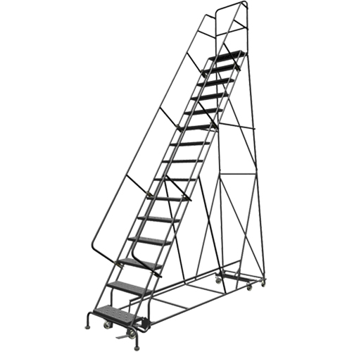 &eacute;chelles roulantes multidirectionnelles, 15 marches, Largeur de la marche 24", Hauteur de la plateforme 150", Acier Kelford