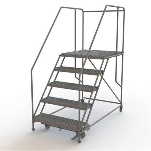 Mobile Work Platform, Steel, 5 Steps, 50" H, 36" D, 36" Step, Serrated Kelford
