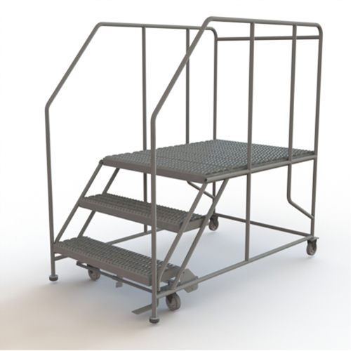 Mobile Work Platform, Steel, 3 Steps, 30" H, 48" D, 36" Step, Serrated Kelford
