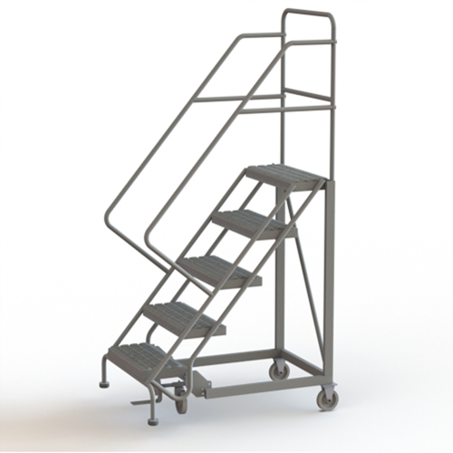 Safety Slope Rolling Ladder, 5 Steps, Serrated, 50° Incline, 50" High Kelford