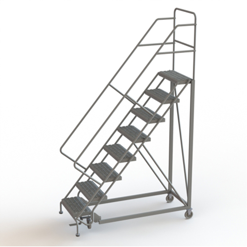 Safety Slope Rolling Ladder, 8 Steps, Serrated, 50° Incline, 80" High Kelford