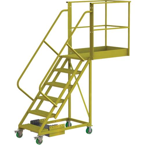 Cantilever Rolling Ladder, Unsupported, 6 Steps, 40" Platform Depth, 60" Platform Height Kelford
