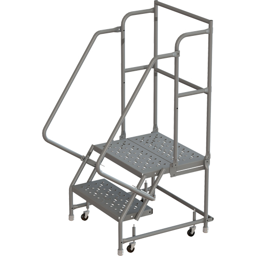 Escabeaux roulants &agrave; dessus profond, 2 marches, Largeur de la marche 24", Hauteur de la plateforme 20", Acier Kelford