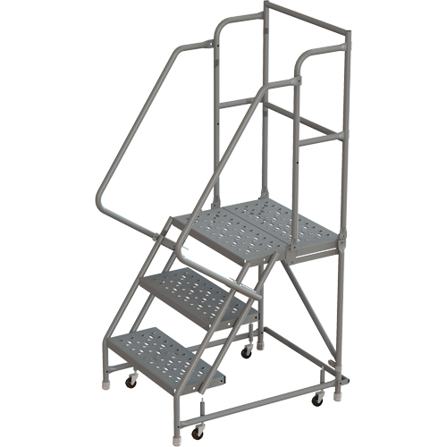 Deep Top Step Rolling Ladder, 3 Steps, 16" Step Width, 30" Platform Height, Steel Kelford