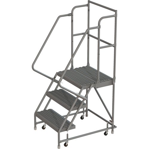Deep Top Step Rolling Ladder, 3 Steps, 24" Step Width, 30" Platform Height, Steel Kelford