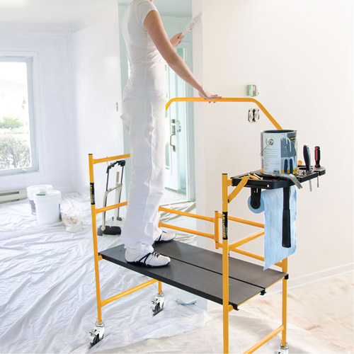 nsemble d'&eacute;chafaudage &agrave; montant de s&eacute;curit&eacute; & tablette pour outils de 4' Jobsite Series, Cadre Acier, 49-1/2" p x 57-3/4" h Kelford