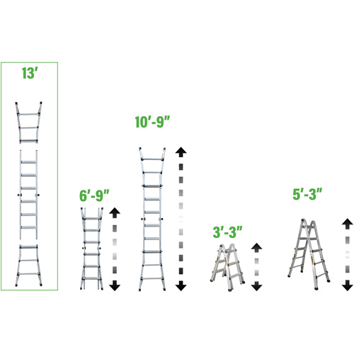 &eacute;chelle t&eacute;lescopique multipositions, 2,916' - 9,75', Aluminium, 300 lb, CSA calibre 1A Kelford