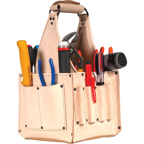 Porte-outils pour &eacute;lectricien et travaux d'entretien, Cuir, 17 pochettes, Beige Kelford