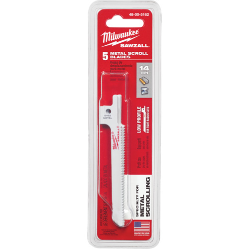 Sawzall&reg; Reciprocating Saw Blade, Bi-Metal, 14 TPI, 3-5/8" L x 5/16" W Kelford