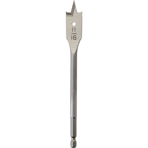 Flat Boring Bit, 11/16" Diameter, 1/4" Hex Shank, 6-1/8" Length Kelford
