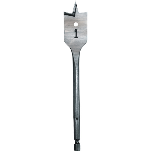Flat Boring Bit, 1" Diameter, 1/4" Hex Shank, 6" Length Kelford