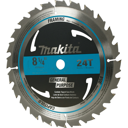 Lame de scie circulaire pour charpente &agrave; pointes au carbure, 8-1/4", 24 dents, Pour Bois Kelford