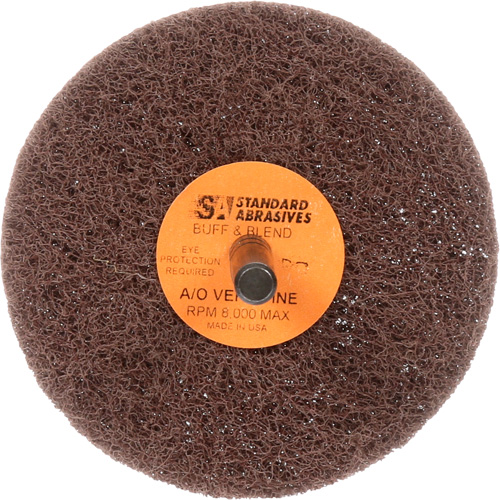 Meule Buff & Blend Standard Abrasives, 3" dia. x 1" la, Arbre 1/4", Oxyde d'aluminium Kelford