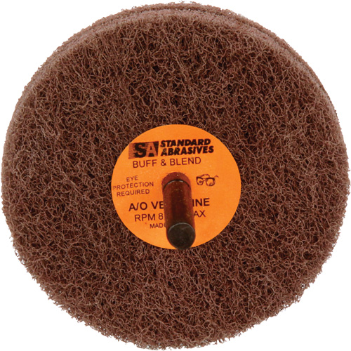 Meule de polissage et lissage Buff & Blend de 2 plis Standard Abrasives, 3" dia. x 2" la, Arbre 1/4", Oxyde d'aluminium Kelford