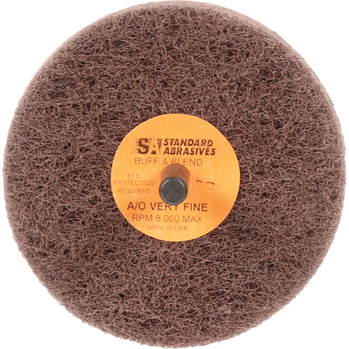 Meule Buff & Blend Standard Abrasives, 3" dia. x 3" la, Arbre 1/4", Oxyde d'aluminium Kelford