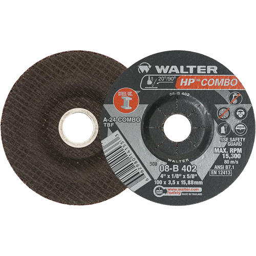 HP Combo Depressed Center Combination Wheel, 4" x 1/8", 5/8" Arbor, Type 27 Kelford