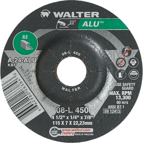 Meules en aluminium &agrave; moyeu d&eacute;port&eacute;, 4-1/2" x 1/4", Arbre 7/8", Type 27 Kelford